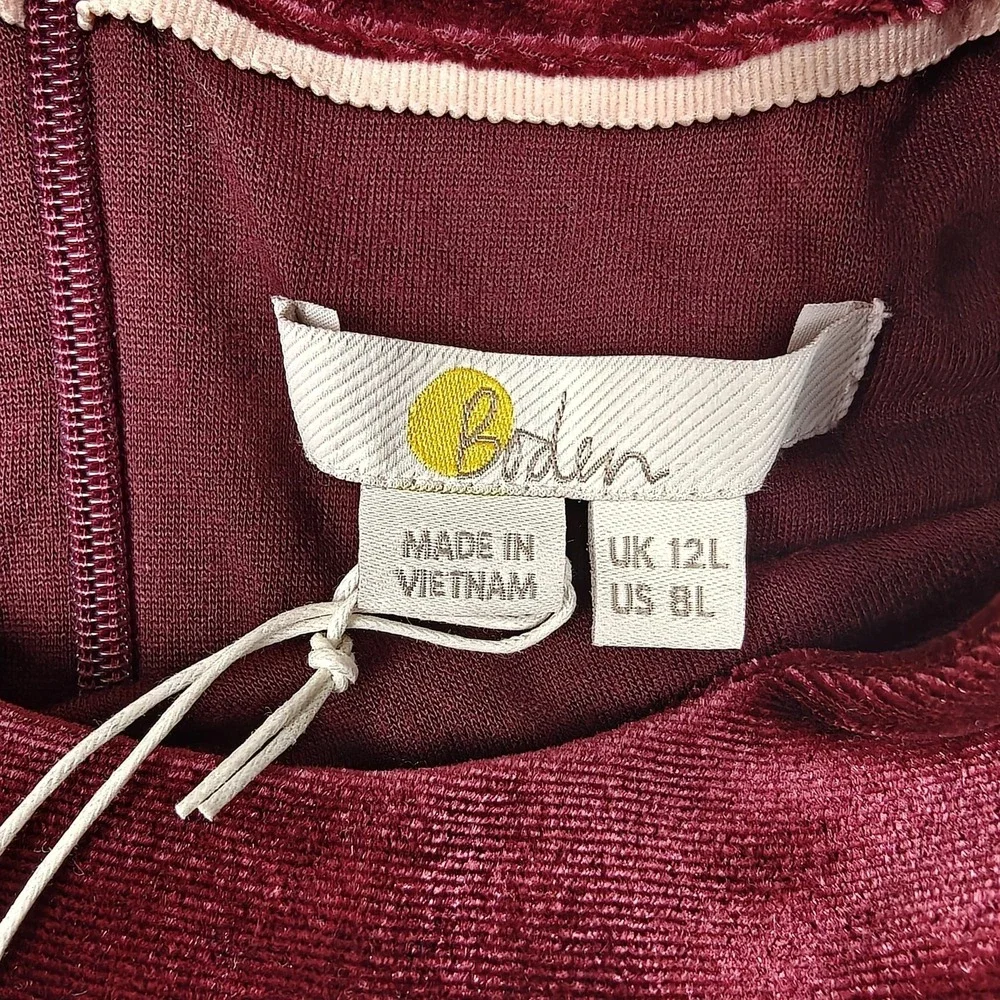 Boden‎ Dress Womens 8L Tall Red Velvet Cowl Neck Sheath Knee Length New